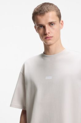 T-shirt con vestibilit&agrave; comoda in cotone con grafica con logo sulla parte posteriore, Luce viola