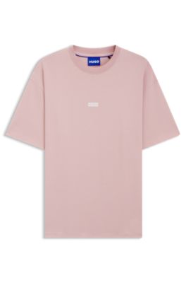 Loose-fit T-shirt in cotton with rear logo artwork, light pink