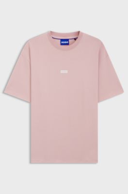 Loose-fit T-shirt in cotton with rear logo artwork, light pink