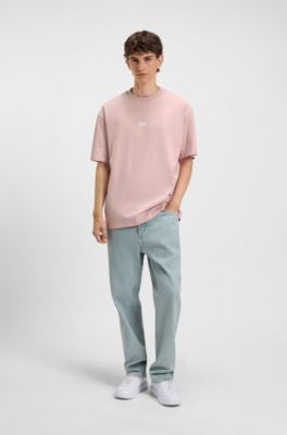 Loose-fit T-shirt in cotton with rear logo artwork, Light Pink