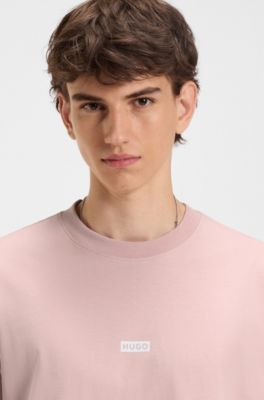 Loose-fit T-shirt in cotton with rear logo artwork, light pink