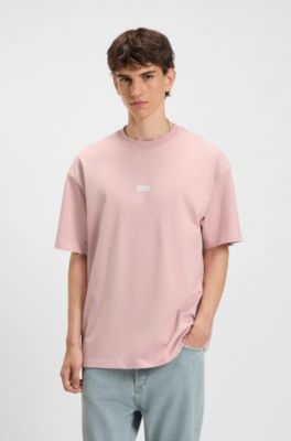 Loose-fit T-shirt in cotton with rear logo artwork, light pink