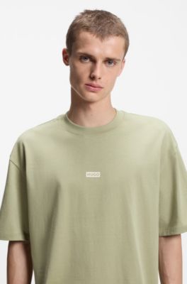 Loose-fit T-shirt in cotton with rear logo artwork, Light Green