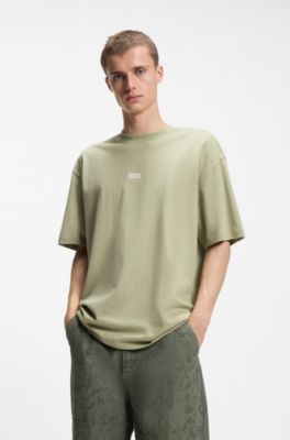 Loose-fit T-shirt in cotton with rear logo artwork, Light Green
