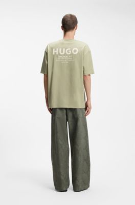 Loose-fit T-shirt in cotton with rear logo artwork, Light Green