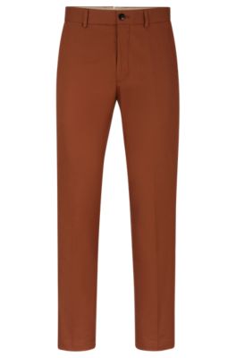 BOSS - Slim-fit trousers in stretch cotton with silk