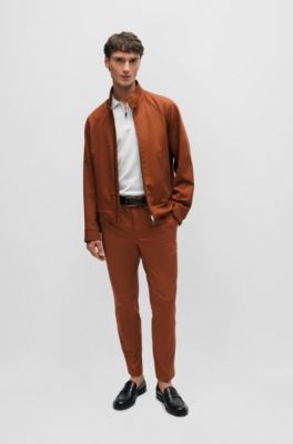 BOSS - Slim-fit trousers in stretch cotton with silk