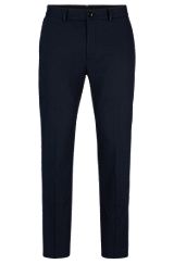 Slim-fit trousers in stretch cotton with silk, Dark Blue
