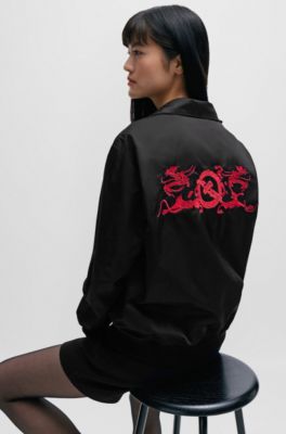 BOSS - Satin jacket in a regular fit with special artwork