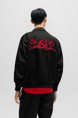 BOSS - Satin jacket in a regular fit with special artwork