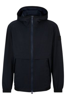 BOSS - Regular-Fit Jacke aus elastischem Gewebe mit Kapuze und Air 