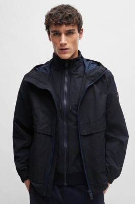 BOSS - Regular-Fit Jacke aus elastischem Gewebe mit Kapuze und Air 