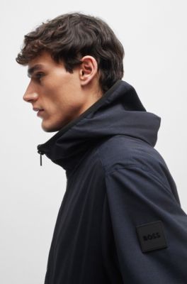 BOSS - Regular-Fit Jacke aus elastischem Gewebe mit Kapuze und Air 