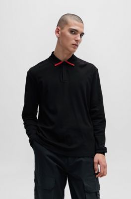 HUGO Cottonjersey polo shirt with piped collar
