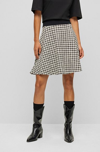 A-line skirt in cotton-blend tweed, Patterned