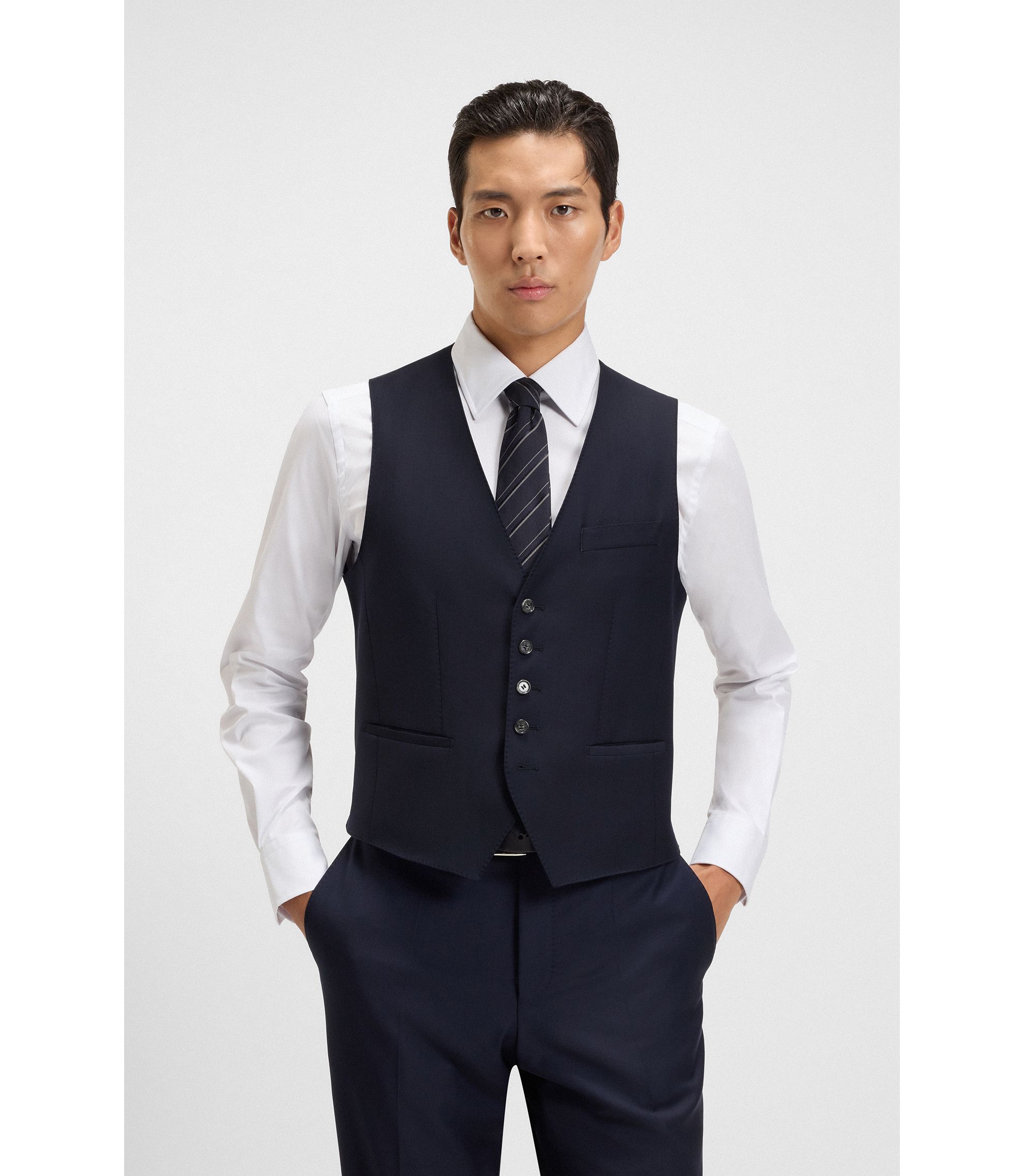 Slim-Fit Weste aus Stretch-Schurwolle