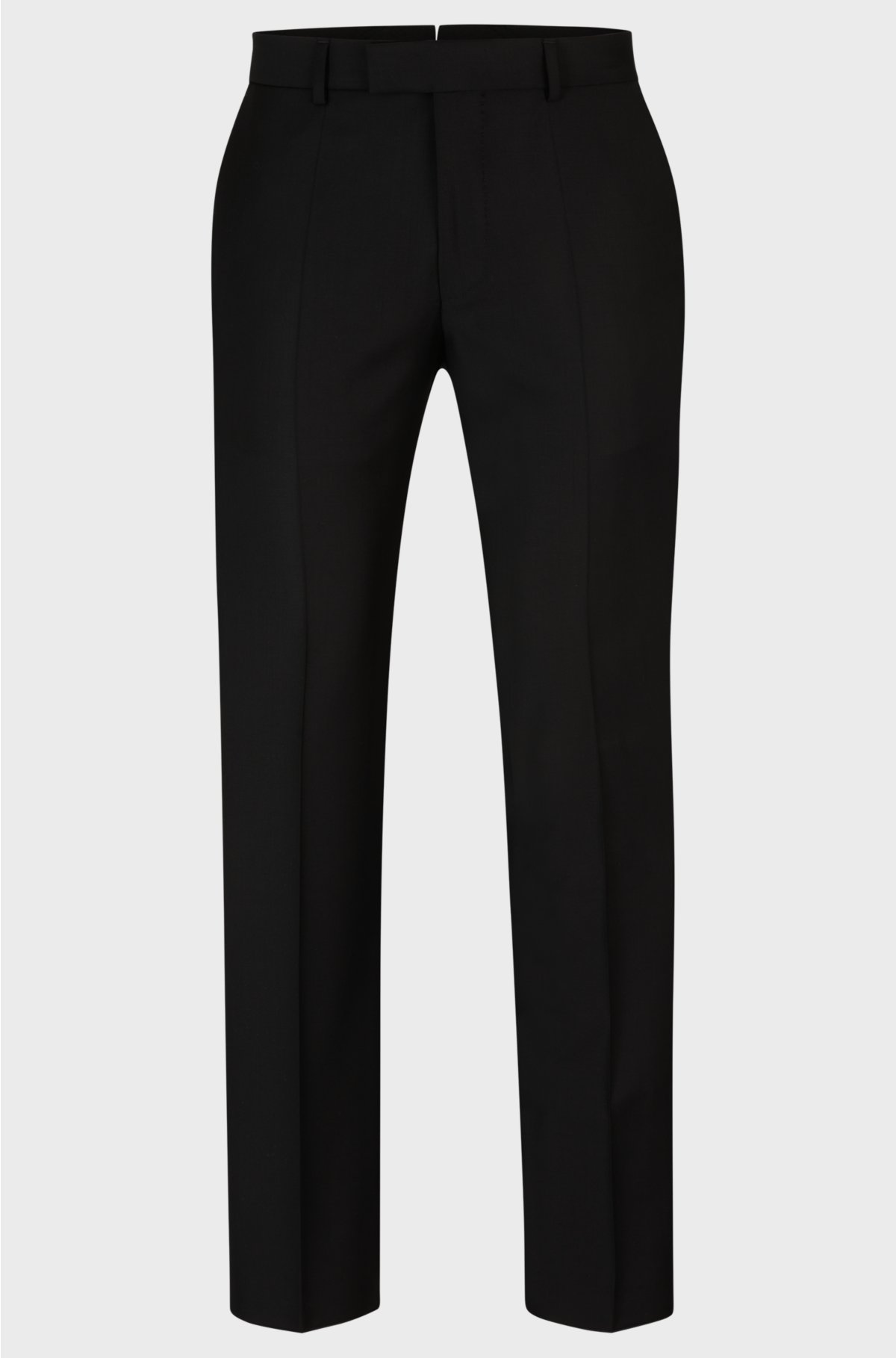Slim-fit trousers in virgin wool with stretch, Black