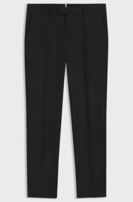 Slim-fit suit trousers in virgin wool with stretch, Black