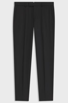 Slim-fit trousers in stretch virgin wool, Black