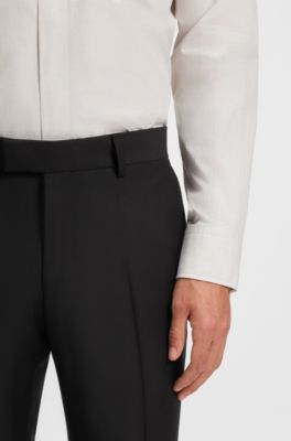 Pantaloni eleganti slim fit in lana vergine elasticizzata, Nero