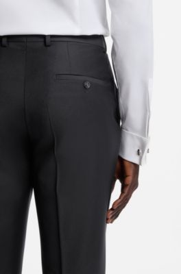 Slim-fit trousers in stretch virgin wool, Black