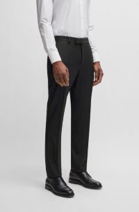 Slim-fit suit trousers in virgin wool with stretch, Black
