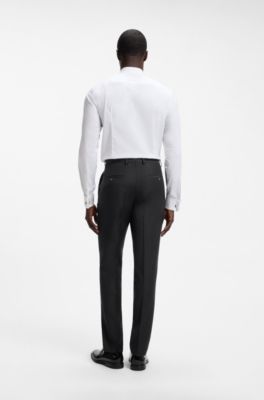 Slim-fit trousers in stretch virgin wool, Black