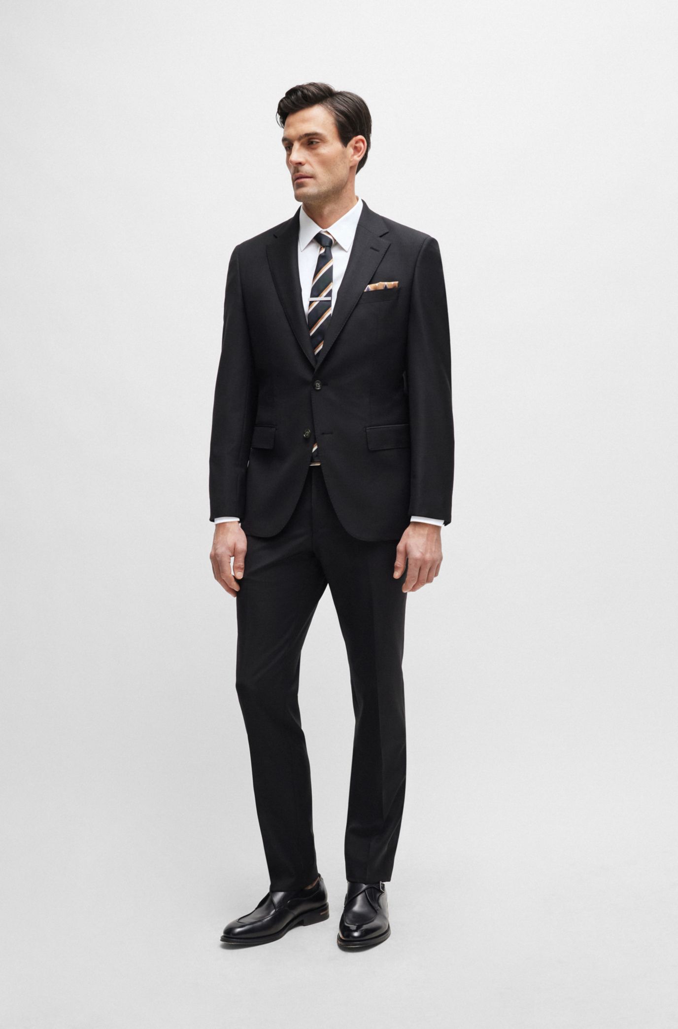 BOSS - Slim-fit trousers in stretch virgin wool