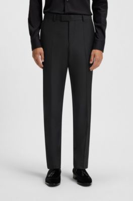 Slim-fit trousers in stretch virgin wool, Grey
