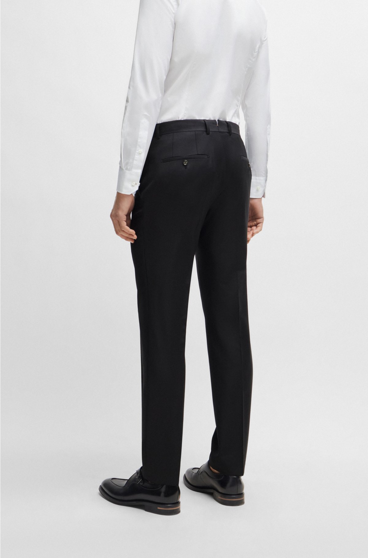 Slim-fit trousers in virgin wool with stretch, Light Grey
