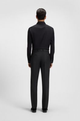Slim-fit trousers in stretch virgin wool, Grey