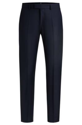 Hugo Boss Slim-fit Trousers In Virgin Wool With Stretch In Blue
