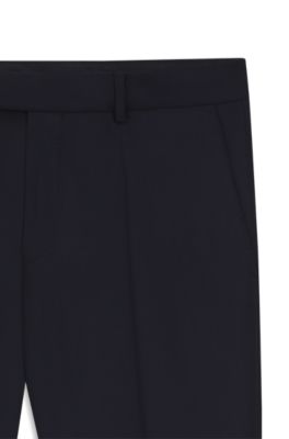 Slim-fit suit trousers in virgin wool with stretch, Dark Blue