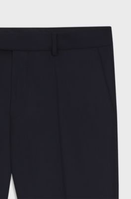 Slim-fit suit trousers in virgin wool with stretch, Dark Blue