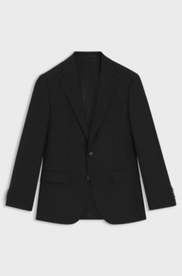 Slim-fit blazer in virgin wool with stretch, Black