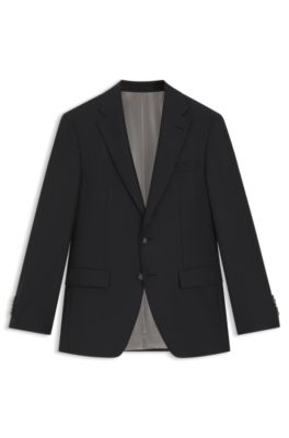 Slim-fit blazer in virgin wool with stretch, Grey