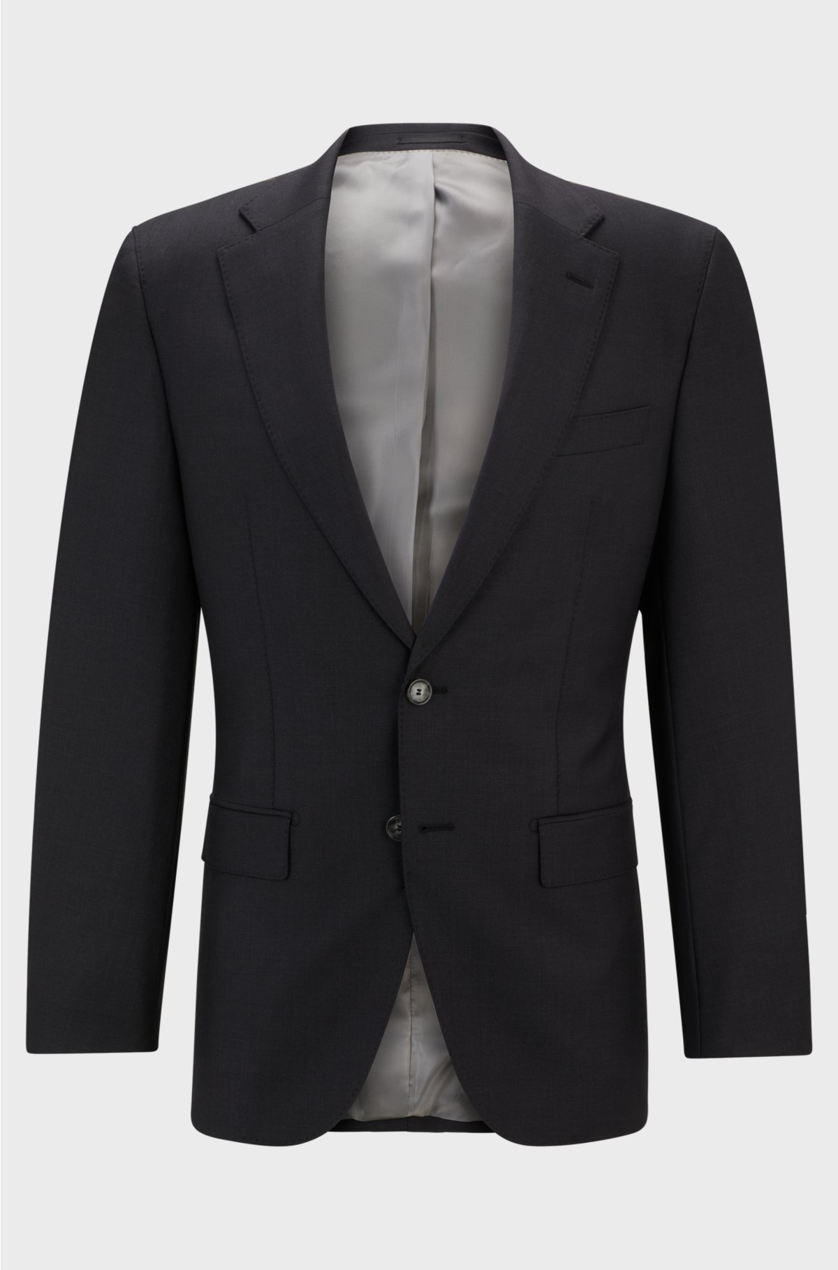 Slim-fit jacket in virgin wool with stretch, Grey
