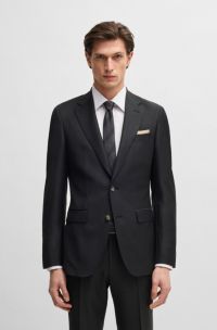 Slim-fit jacket in virgin wool with stretch, Grey