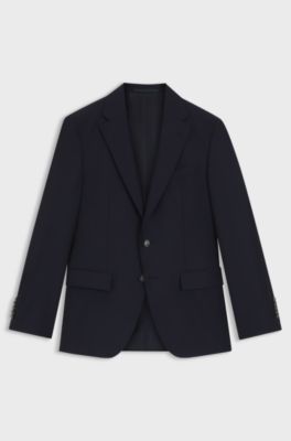 Slim-fit jacket in stretch wool, Dark Blue