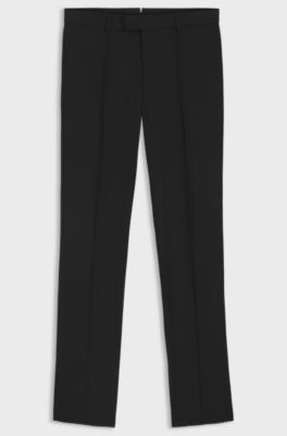 Regular-fit trousers in virgin wool with stretch, Black