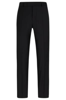 Hugo Boss Regular-fit Trousers In Virgin Wool With Stretch In Black