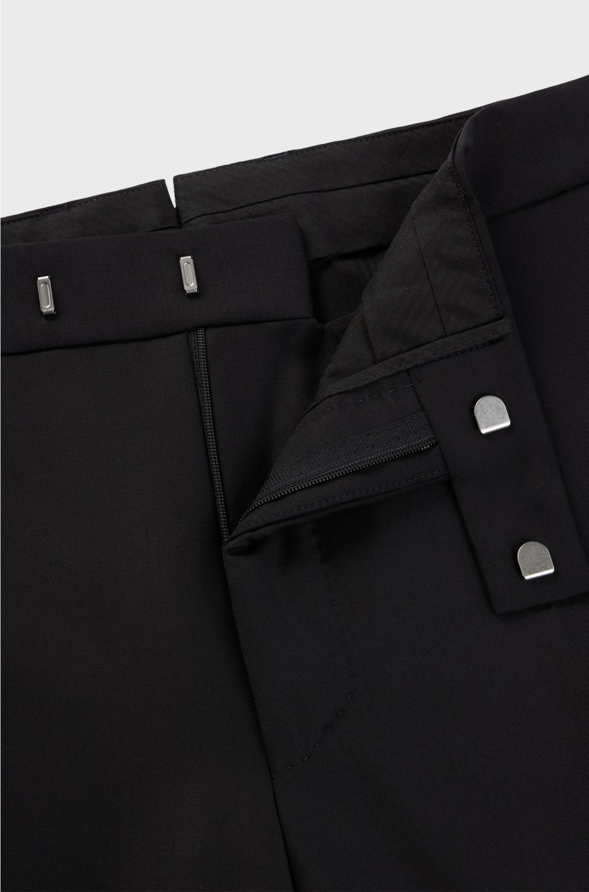 Regular-fit trousers in virgin wool with stretch, Black