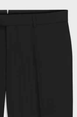 Regular-fit trousers in virgin wool with stretch, Black