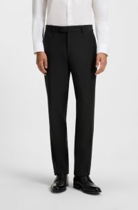Regular-fit trousers in virgin wool with stretch, Black