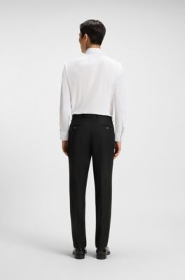 Regular-fit trousers in virgin wool with stretch, Black