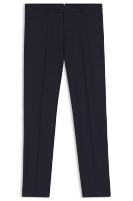 Regular-fit trousers in virgin wool with stretch, Dark Blue