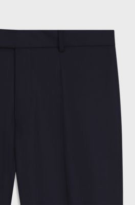Regular-fit trousers in virgin wool with stretch, Dark Blue