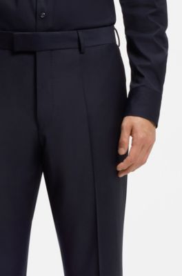 レギュラーフィットパンツ ストレッチバージンウール, ダークブルー