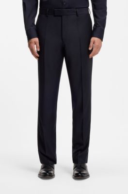 レギュラーフィットパンツ ストレッチバージンウール, ダークブルー