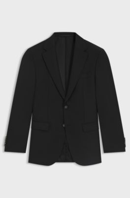 Regular-fit jacket in stretch wool, Black